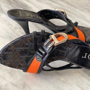 Vintage Dior Monogram Trotter Denim Slides Sandal Size 39.5/9